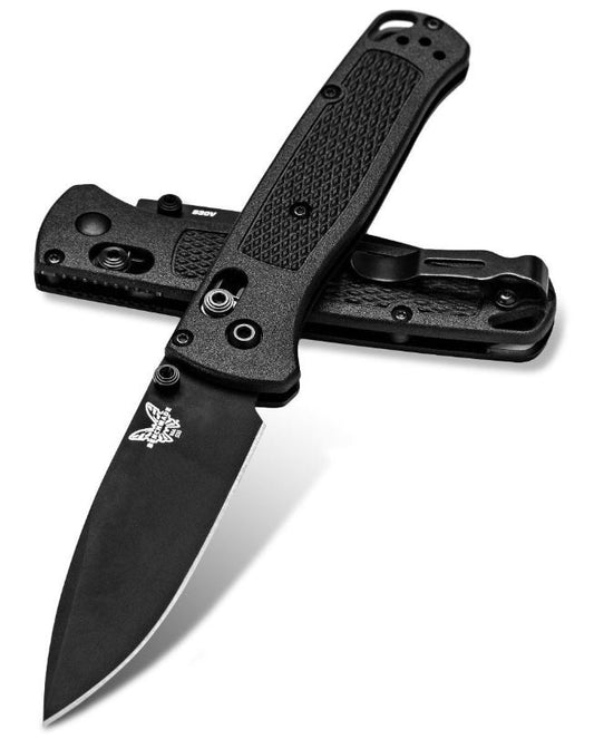 Benchmade - Bugout 535BK-2 EDC Manual Open Folding Knife - Drop-Point Blade - Plain Edge - Coated Finish - Black CF-Elite Handle