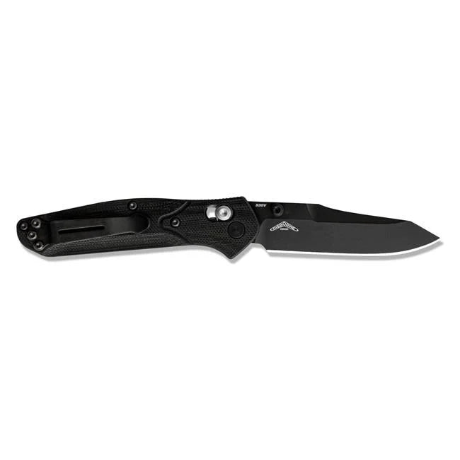 Benchmade - 945BK-1 mini Osborne Knife - Reverse Tanto Blade - Plain Edge - Black/Blue Baselayer G10 Handle