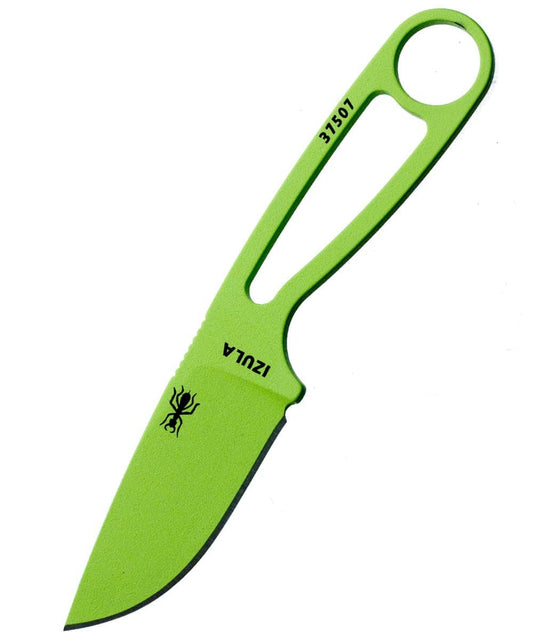 ESEE Izula Venom Green Fixed Blade Knife w/ Molded Polymer Sheath and Clip Plate