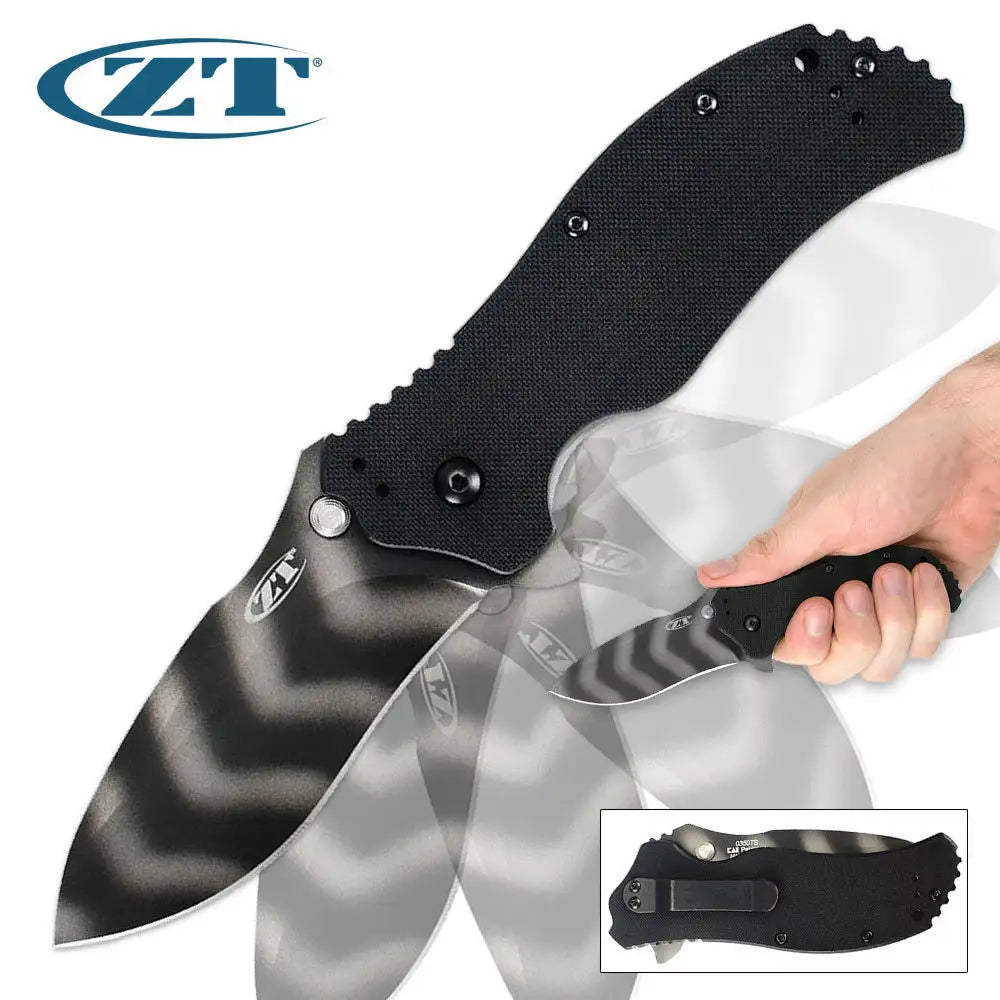 Zero Tolerance 0350TS - Folding Pocket Knife - 3.25 in. - Stainless Steel Blade with Tiger-Stripe Coating - G-10 Handle - SpeedSafe Assisted Opening and Multi-Mount Pocketclip