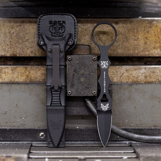 Benchmade - 173BK mini SOCP Knife - Double-Edged Dagger Blade - Plain Edge - Black Coated Handle