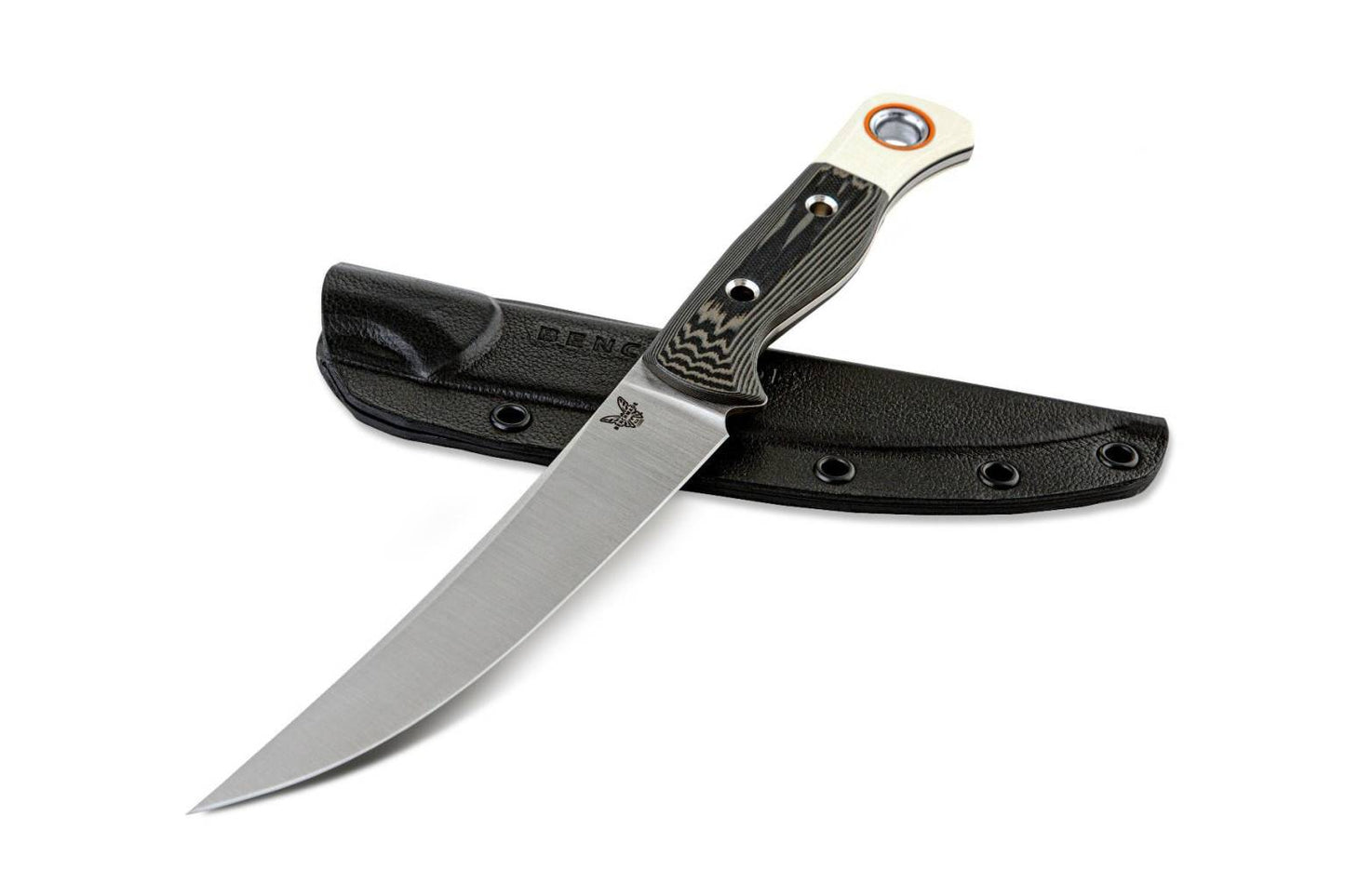Benchmade - 15500-1 Meatcrafter Knife, Trailing Point Blade, Plain Edge, Black/Brown/Ivory G10 Handle