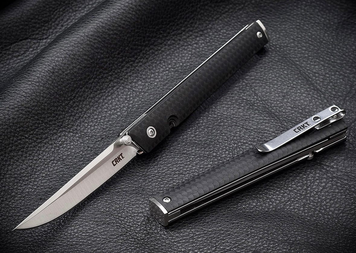 CRKT CEO EDC Folding Pocket Knife - Low Profile Gentleman's Knife - Everyday Carry - Satin Blade - Ball Bearing Pivot - Liner Lock - Reinforced Fiber Handle - Deep Carry Pocket Clip 7096