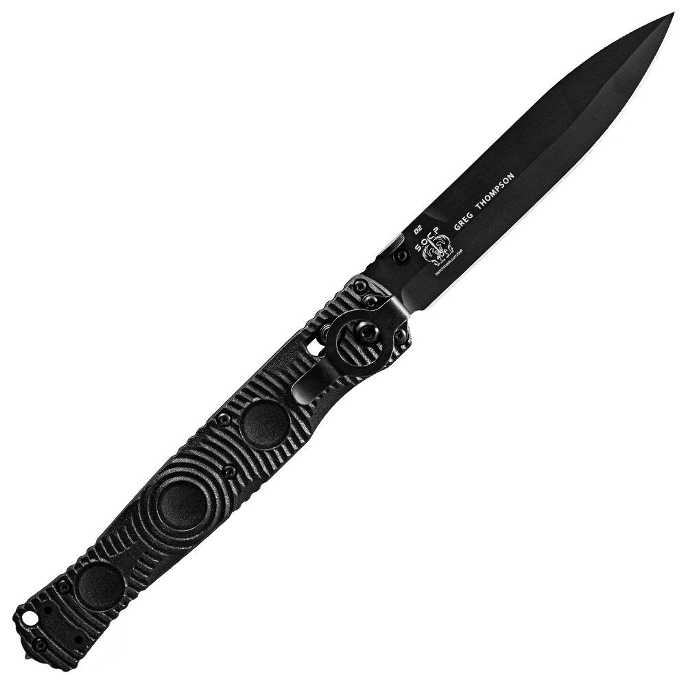 Benchmade - 391BK SOCP Tactical Folder, Spear Point Plain Edge, Glass Breaker Knife, Made in the USA