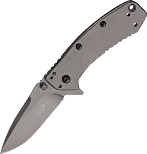 Kershaw Cryo Folding Knife - (1555TI) - 2.75” - Steel Blade - Stainless Steel Handle - Titanium Carbo-Nitride Coating - SpeedSafe Assisted Open - Frame Lock - 4-Position Deep-Carry Pocketclip