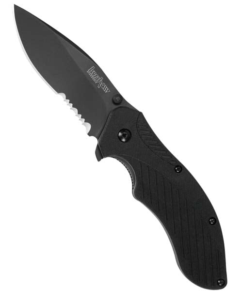Kershaw Clash Pocket Knife - Black Serrated 1605CKTST - 3.1” Stainless Steel Blade with Black-Oxide Coating - Nylon Handle with SpeedSafe Opening and Reversible Pocketclip