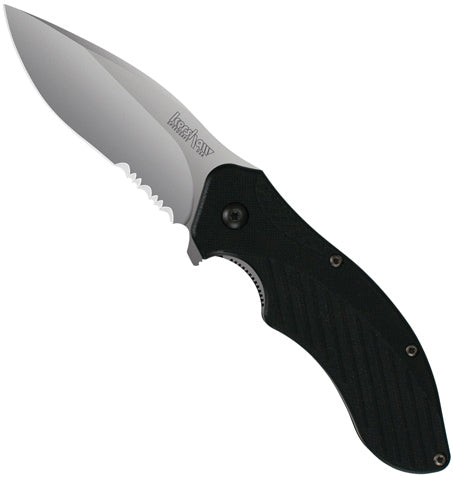 Kershaw Clash Serrated 1605ST - Folding Pocketknife with 3.1” Bead-Blasted Finished Stainless Steel Blade - Nylon Handle - mSpeedSafe Opening - Liner Lock and Reversible Pocket Clip