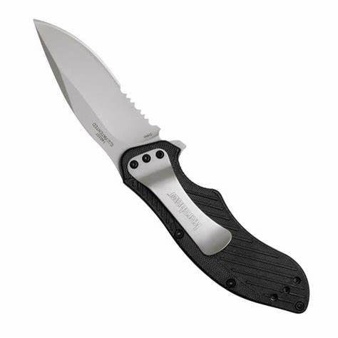 Kershaw Clash Serrated 1605ST - Folding Pocketknife with 3.1” Bead-Blasted Finished Stainless Steel Blade - Nylon Handle - mSpeedSafe Opening - Liner Lock and Reversible Pocket Clip