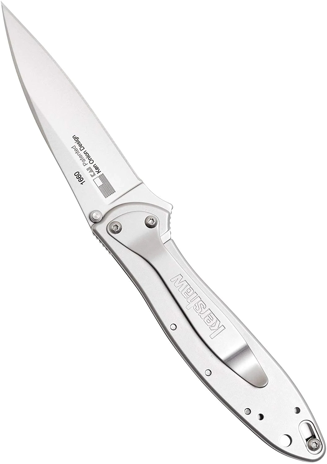 Kershaw Leek Pocket Knife (1660) 3-In. Blade and Stainless Steel Handle - Frame Lock- SpeedSafe Assisted Opening- Reversible Pocketclip