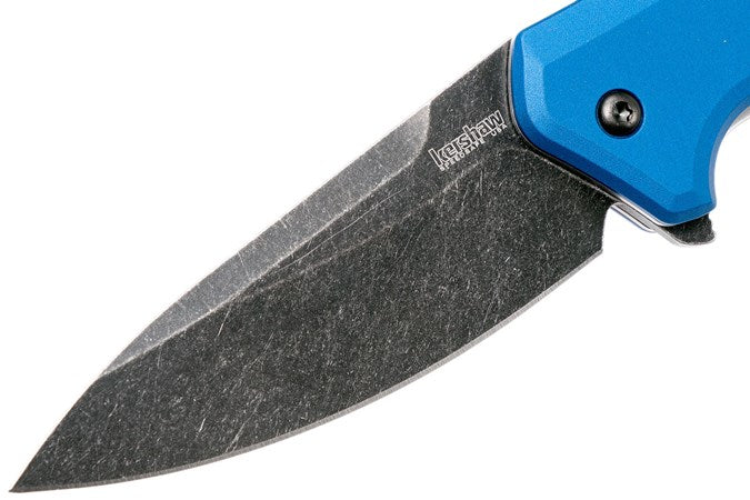 Kershaw Link Blue Aluminum BlackWash Pocket Knife 1776NBBW - 7.6” - Stainless Steel Blade and Machined Aluminum Handle with SpeedSafe Assisted Opening - Liner Lock - Reversible Pocketclip